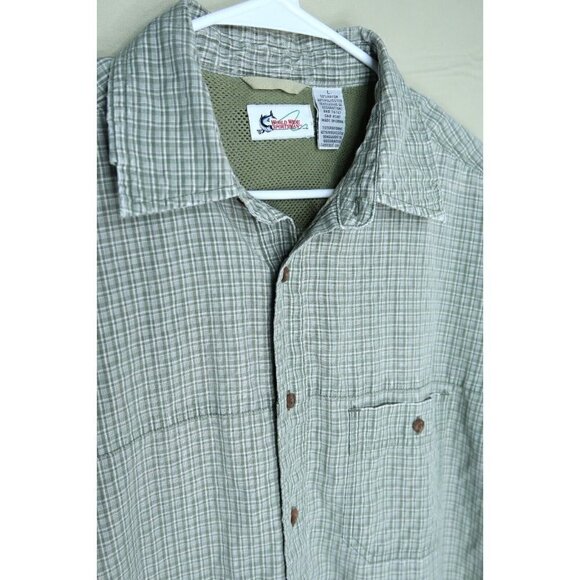 World Wide Sportsman Fishing Shirt Plaid Button Down Outdoors Vented Men's Large - Picture 5 of 8
